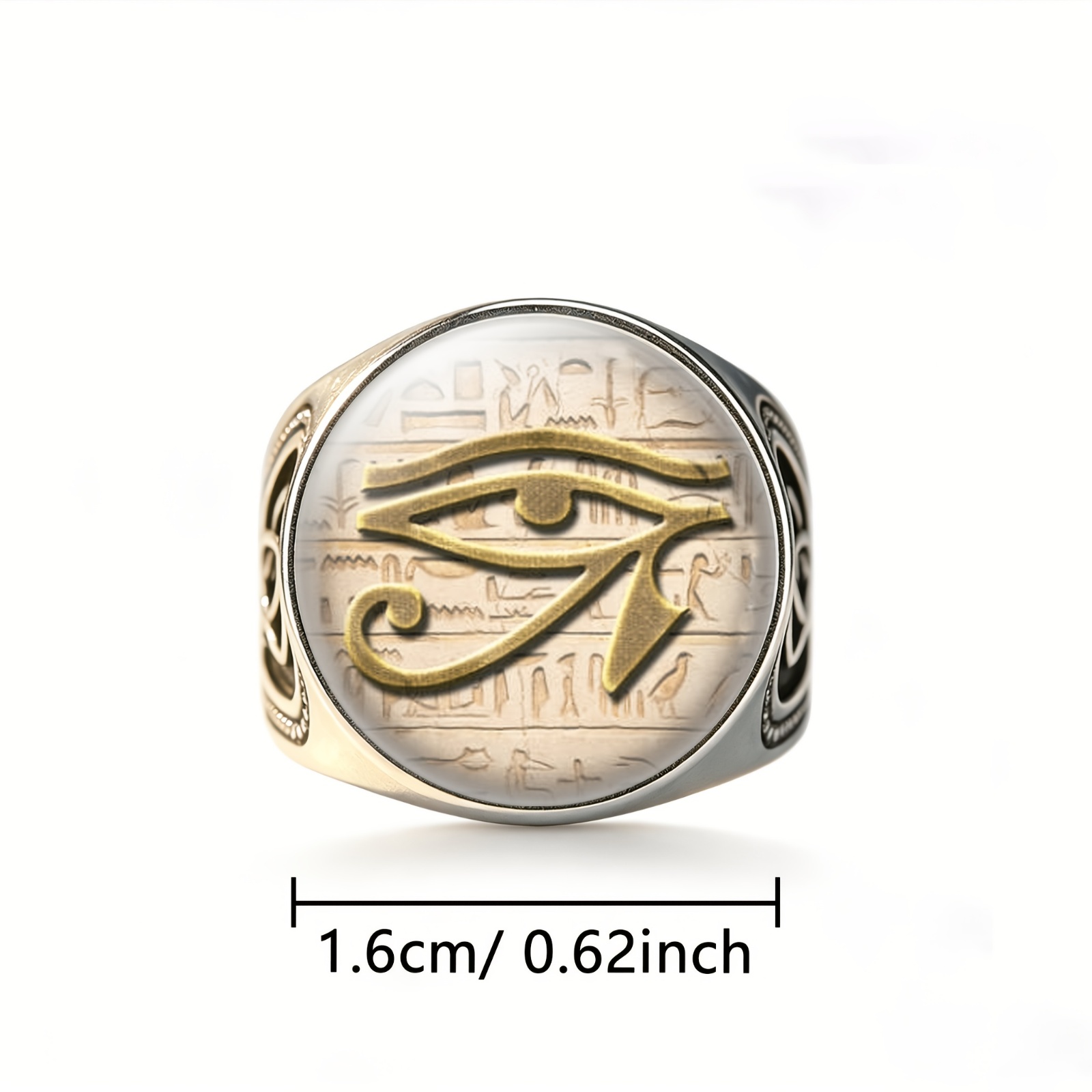 Classic Carved Open Ring with Golden Horus Eye Pattern